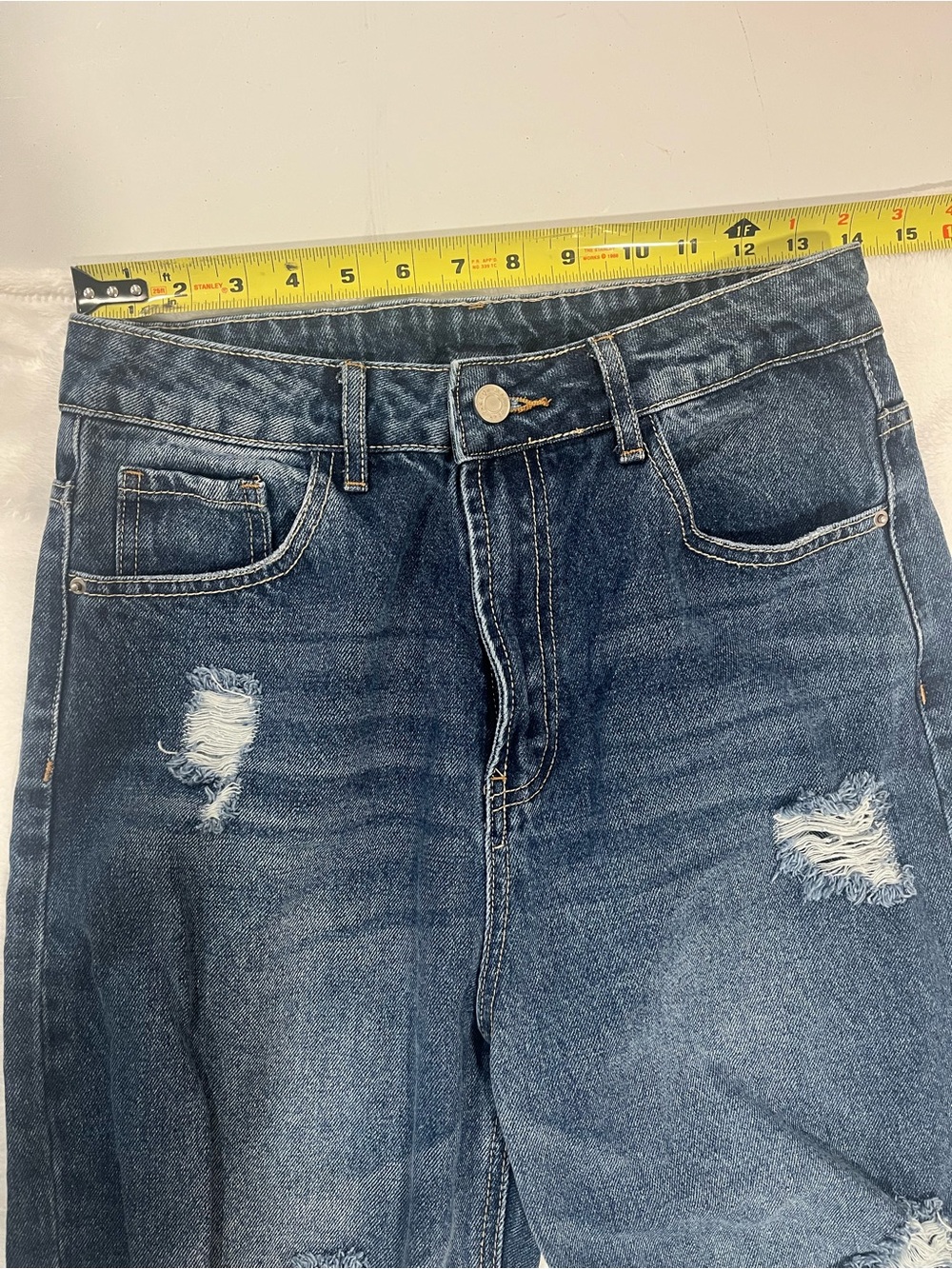 SHEIN Distressed High Waisted Straight Leg Jeans - Size Medium - Picture 7 of 10